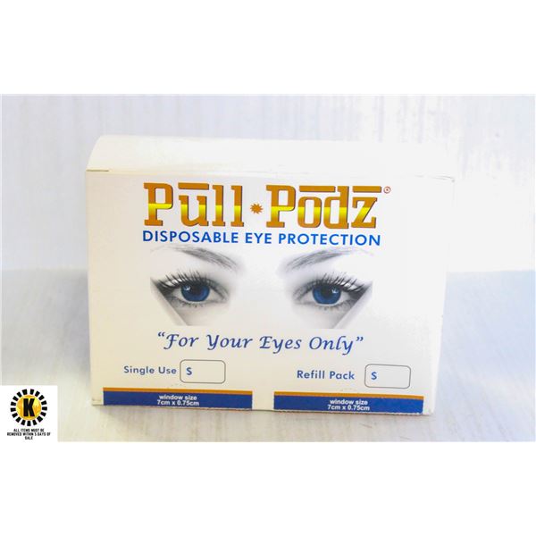 BOX OF PULL PODZ DISPOSABLE EYE PROTECTION