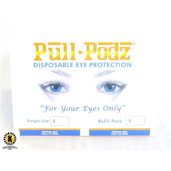 BOX OF PULL PODZ DISPOSABLE EYE PROTECTION