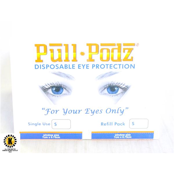 BOX OF PULL PODZ DISPOSABLE EYE PROTECTION