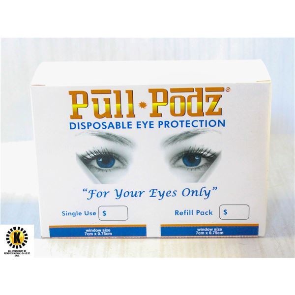 BOX OF PULL PODZ DISPOSABLE EYE PROTECTION