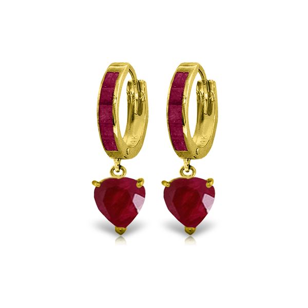 Genuine 3.65 ctw Ruby Earrings 14KT Yellow Gold - REF-67R9P