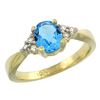 Image 1 : 1.06 CTW Swiss Blue Topaz & Diamond Ring 10K Yellow Gold - REF-28N4Y