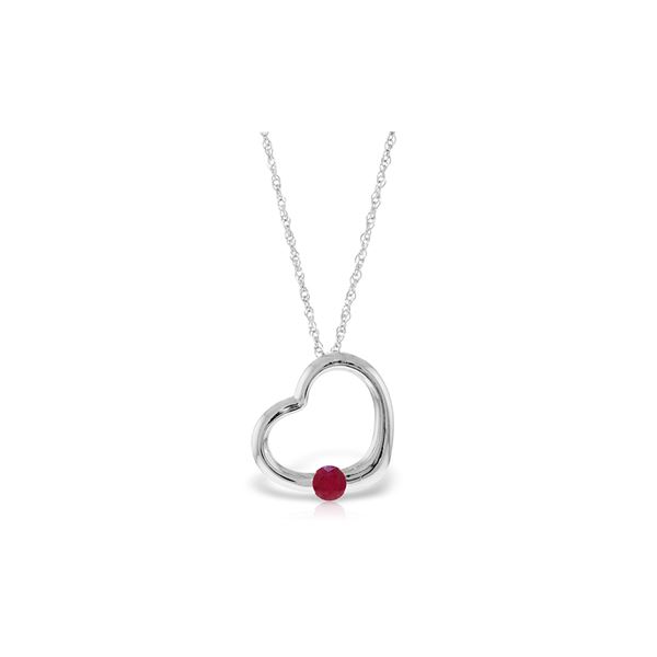 Genuine 0.25 ctw Ruby Necklace 14KT White Gold - REF-30A5K