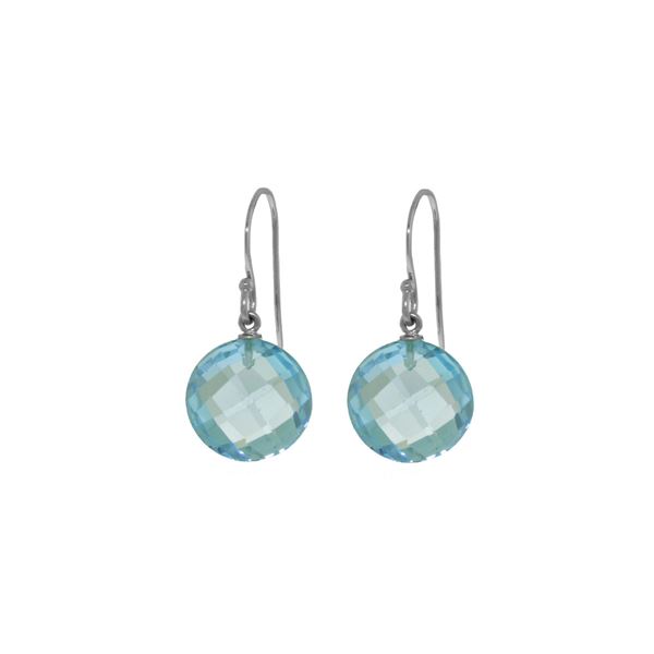 Genuine 12 ctw Blue Topaz Earrings 14KT White Gold - REF-24K4V
