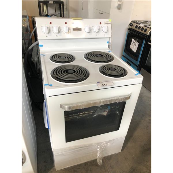 MARATHON WHITE 4 BURNER STOVE MODEL MER240W 24 W X 26 D X 35 H TESTED WORKING