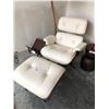 Image 1 : HERMAN MILLER EAMES WHITE LEATHER LOUNGE CHAIR AND OTTOMAN RETAIL PRICE $12,495 CAN