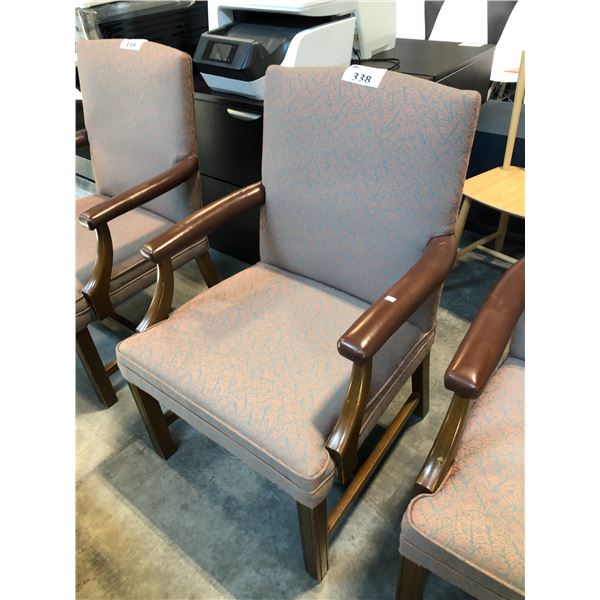 BROWN PATTERNED TRADITIONAL ARM CHAIR