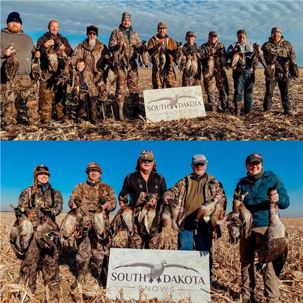 South Dakota One Day Fully Guided Duck and Goose Hunt for 4 Hunters