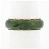 Image 1 : Antique Victorian 14k Yellow Gold & Domed Natural Green Jade 6.8mm Band Ring
