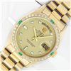 Image 1 : Rolex Mens 18K Yellow Gold Day Date President Champagne Diamond & Emerald Watch