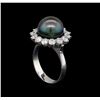 Image 4 : 1.46 ctw Pearl and Diamond Ring - 14KT White Gold
