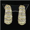 Image 2 : 14k Gold 1.50 ctw Round Brilliant & Baguette Cut Diamond Cuff Omega Back Earring