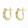 Image 4 : 14k Gold 1.50 ctw Round Brilliant & Baguette Cut Diamond Cuff Omega Back Earring