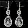 Image 1 : 14K White Gold 0.10 ctw Round Diamond Milgrain Open Lace Teardrop Dangle Earring