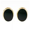 Image 1 : Vintage 14k Yellow Gold Bezel Set Oval Black Onyx Button Screw-On Earrings