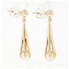 Image 5 : Vintage 14k Yellow Gold Claw Set 7.0mm Round Cultured Pearl Drop Dangle Earrings