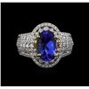 Image 2 : 14KT Two-Tone Gold 4.12 ctw Tanzanite and Diamond Ring