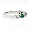 Image 6 : New 14K White Gold 1.33 ctw Shared Prong Big Round Diamond & Emerald Band Ring