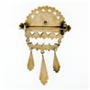 Image 3 : Antique Victorian 14K Rose Gold Black Onyx Mourning Dangle Chandelier Brooch Pin