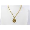 Image 1 : Chanel Gold-tone Metal CC Diamond Shape Charm Logo Short Necklace