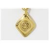 Image 2 : Chanel Gold-tone Metal CC Diamond Shape Charm Logo Short Necklace