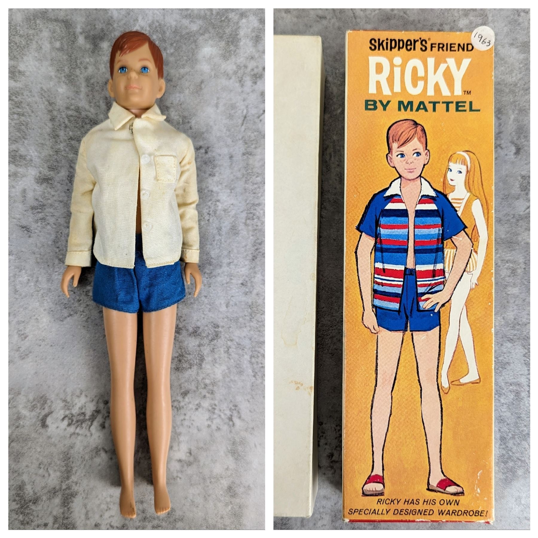 Bluff Friend Ricky 1963 Skipper's Friend Ricky in Original Box - by Mattel