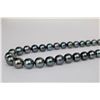 Image 3 : 8-10mm Tahitian Dark/Blue Round Necklace with Gold Clasp