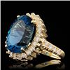 Image 2 : 14k Yellow Gold 12.00ct Topaz 1.20ct Diamond Ring