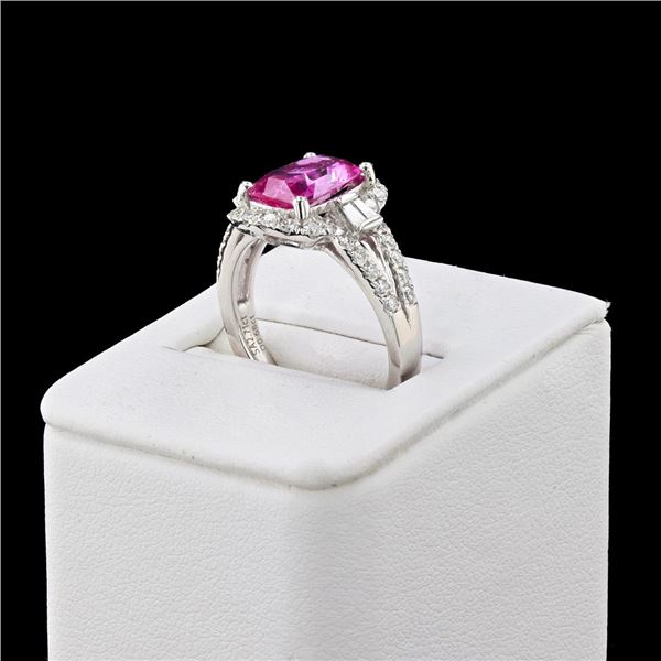 2.71 ctw Pink Sapphire and 0.68 ctw Diamond Platinum Ring