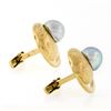 Image 5 : Large Vintage 14K Yellow Gold Round Gray Pearl Open Textured Swirl Cuff Links