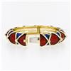 Image 5 : Large Heavy Vintage 14K Gold Blue Red Enamel Twisted Wire Hinged Bangle Bracelet