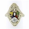 Image 2 : Antique Art Deco 18k Gold European Diamond Engraved Enamel Masonic Dinner Ring