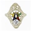 Image 8 : Antique Art Deco 18k Gold European Diamond Engraved Enamel Masonic Dinner Ring