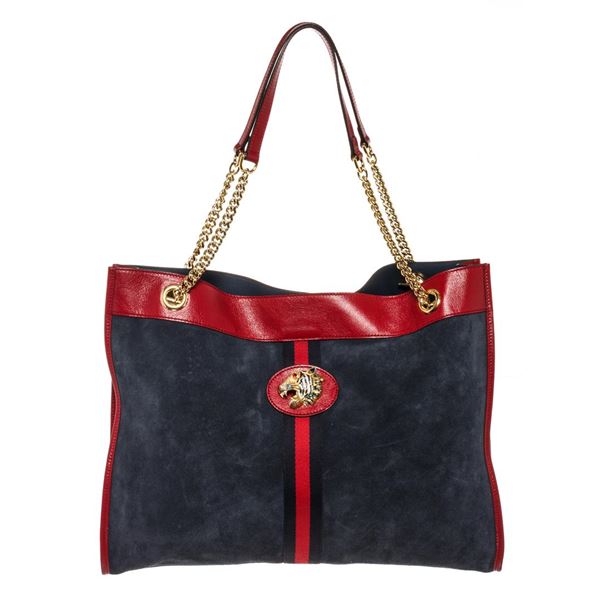 Gucci Blue Suede Rajah Large Tote