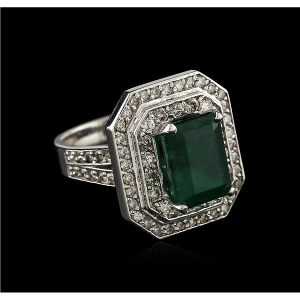 14KT White Gold 3.28 ctw Emerald and Diamond Ring