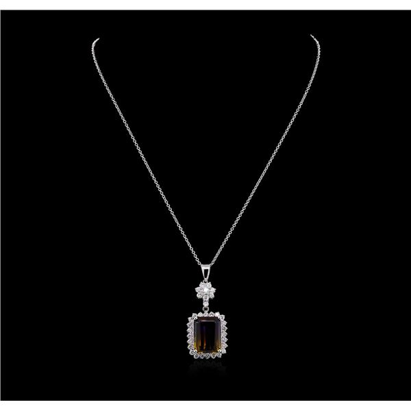 15.80 ctw Ametrine and Diamond Pendant - 14KT White Gold