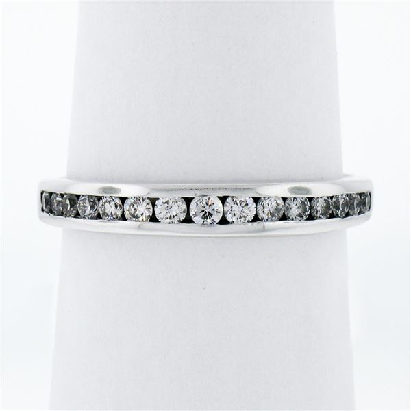 Classic 14K White Gold .40 ctw Channel Set Round Brilliant Diamond 3.4mm Band Ri