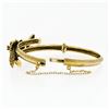 Image 4 : Victorian Revival 14k Gold Ruby Pearl Dual Snake Bypass Hinged Bangle Bracelet