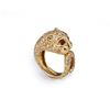 Image 1 : 18K Yellow Gold Diamond & Ruby Panther Ring