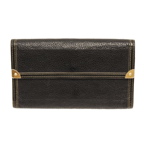 Louis Vuitton Black Leather International 3 Fold Wallet