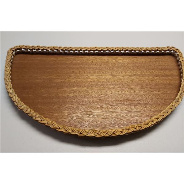 Handmade Half Moon Wicker Tray - 24 1/2" x 13"