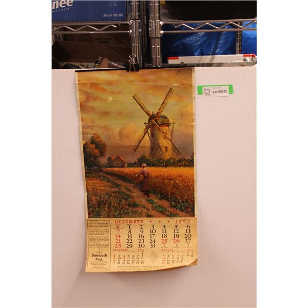 Vintage 1952 German Wheat Calendar (Steinbach) - Bodnarus Auctioneering
