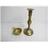 Image 8 : Brass Candle Stick (has damages) - Small Brass Ashtray (Made in Greece)