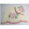 Image 3 : (2) Pair of Vintage Embroidered Rose Pillow Cases