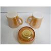 Image 6 : (2) Fire-King Peach Luster Mugs - Iridescent Dish