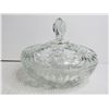 Image 3 : Cut Glass Candy Dish w/Lid - Glass Vinegar Bottle w/ Matching Stopper