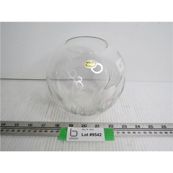 Bohemian Crystal Rose Bowl (Made in Czechoslovakia)