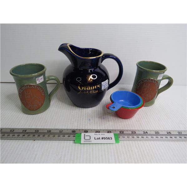 ST. Nicholas Islip Cups - Wade Grants Scotch Whiskey Pitcher - Plastic Measuring Cups