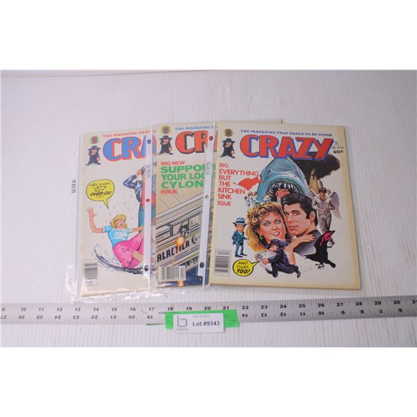 (3)1978 Vintage Crazy Magazines (ft. Grease and Battlestar Galactica)