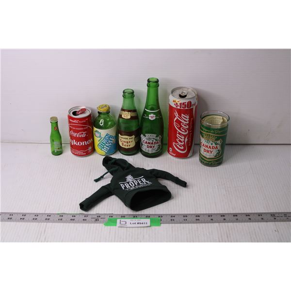 Lot of Assorted Bottles and Misc (Coke-cola, Canada Dry)